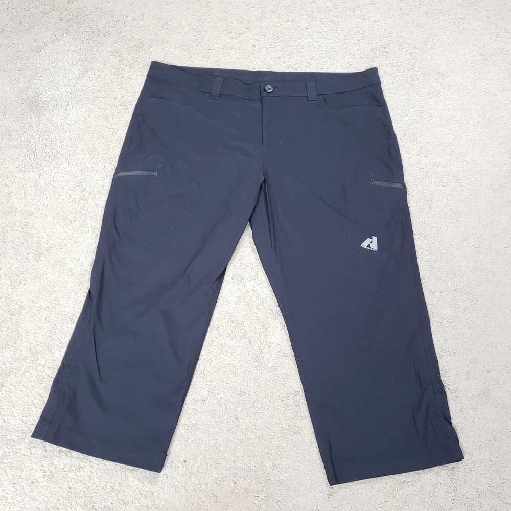 Eddie Bauer First Ascent Guide Capri Pants Women 16 Black Performance Cargo Crop